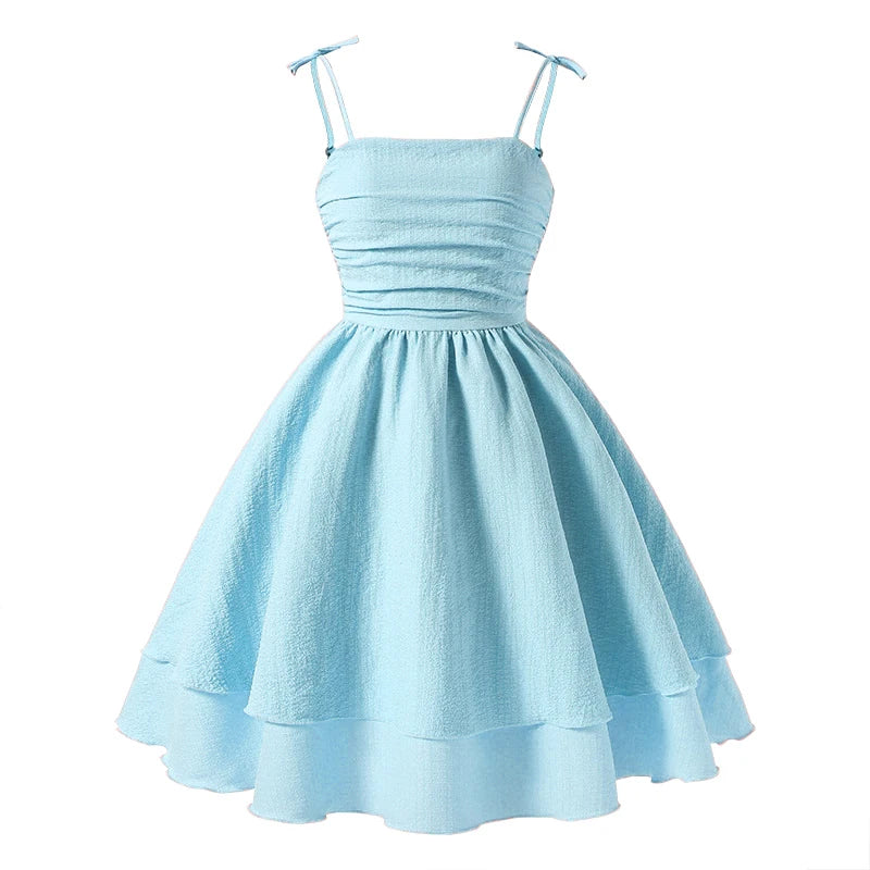 Girls’ Tiered Sling Dress – Sleeveless, Stretch Waist (8Y–12Y)