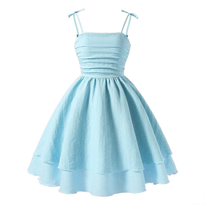 Girls’ Tiered Sling Dress – Sleeveless, Stretch Waist (8Y–12Y)