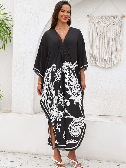 Women’s Flowing Caftan Cover-Up – Beach & Poolside Elegance