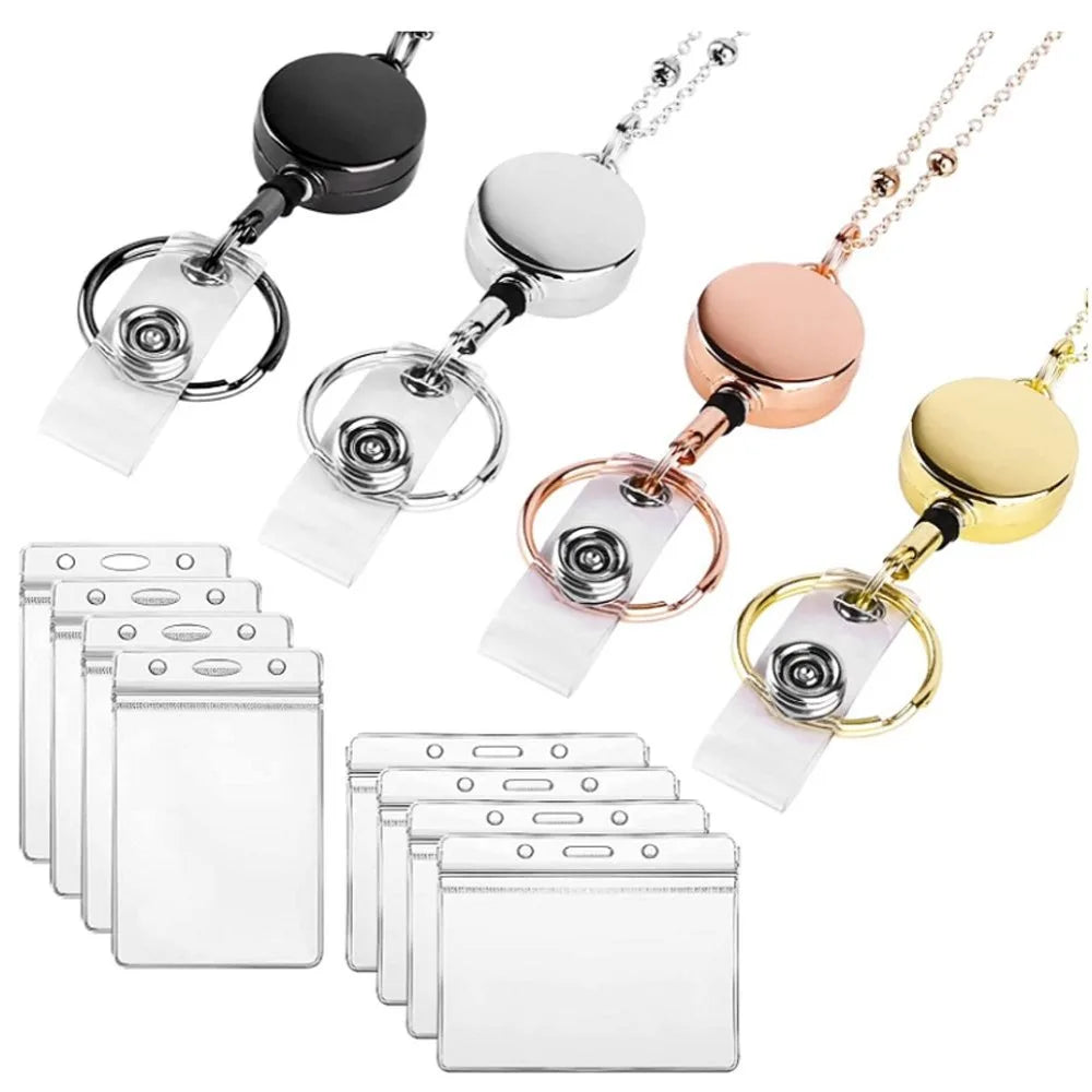 Stainless Steel Beaded Retractable Cruise Lanyard – Waterproof ID Badge Holder