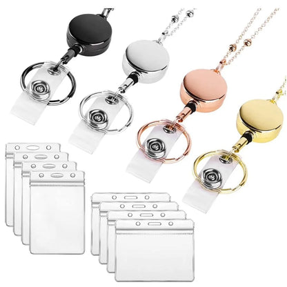 Stainless Steel Beaded Retractable Cruise Lanyard – Waterproof ID Badge Holder