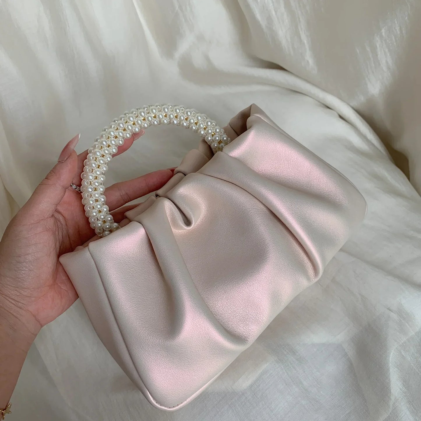 Pearl Handle Evening Clutch Bag