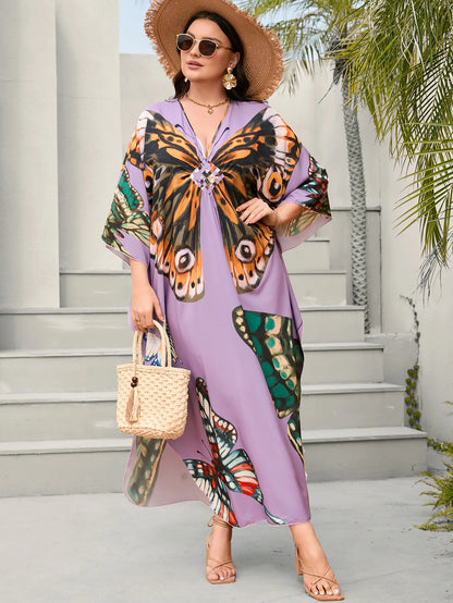 Women’s Flowing Caftan Cover-Up – Beach & Poolside Elegance