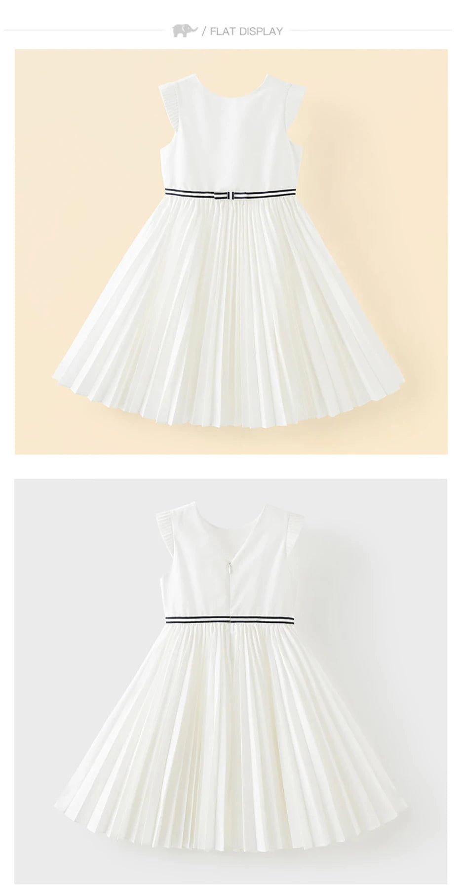Girls White Pleated Party Dress – Sleeveless A-Line Dress