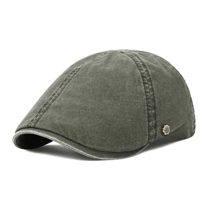 Men’s Washed Cotton Flat Cap – Lightweight Casual Style