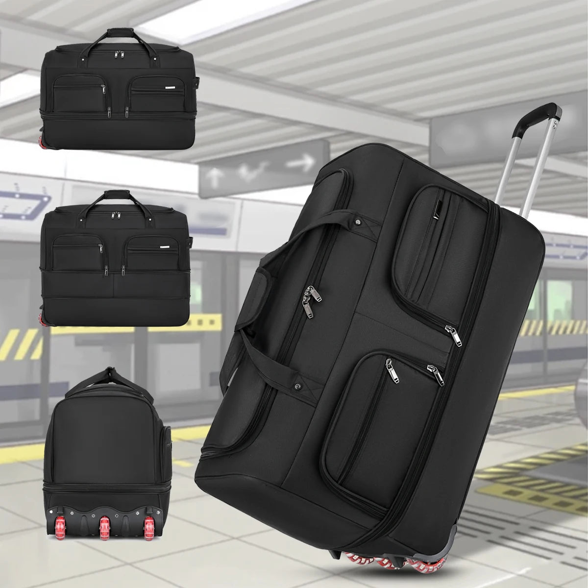 Rolling Travel Duffel Bag with Wheels – Expandable, Large Capacity