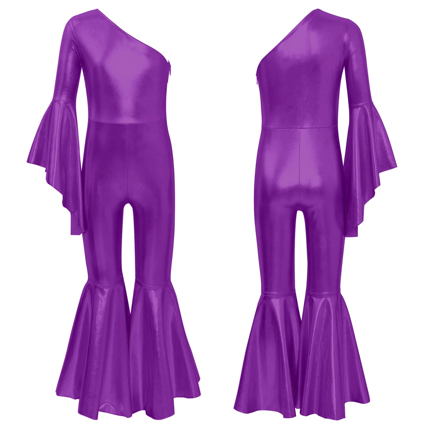 Girls’ Metallic Bell Bottom Jumpsuit – Retro Theme Night Costume