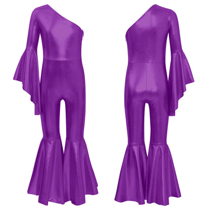 Girls’ Metallic Bell Bottom Jumpsuit – Retro Theme Night Costume