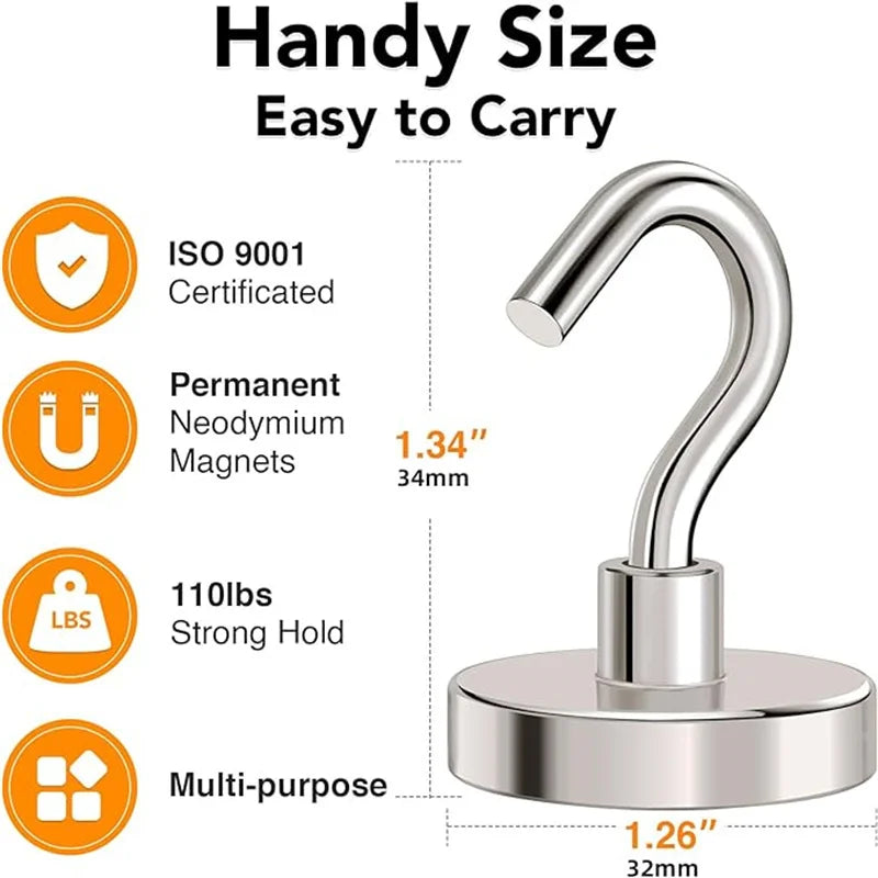 D25/D32/D36mm-Heavy Duty Magnets Hooks for Cruise Cabins, Strong Magnets with Hooks for Hanging, Metal Magnetic Grill Hooks Magn