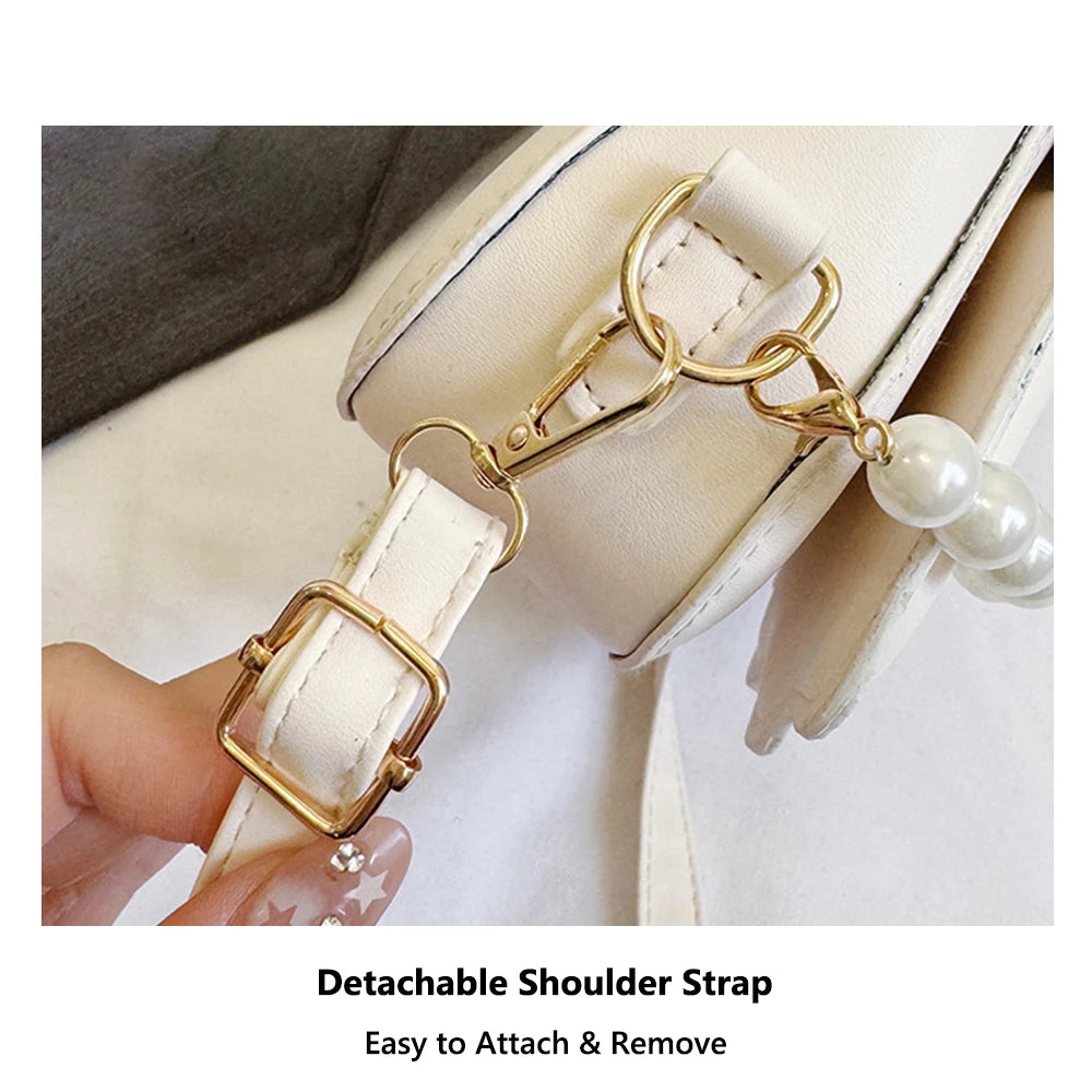 Shell-Shaped Crossbody Bag – Pearl Trim, Compact Chic