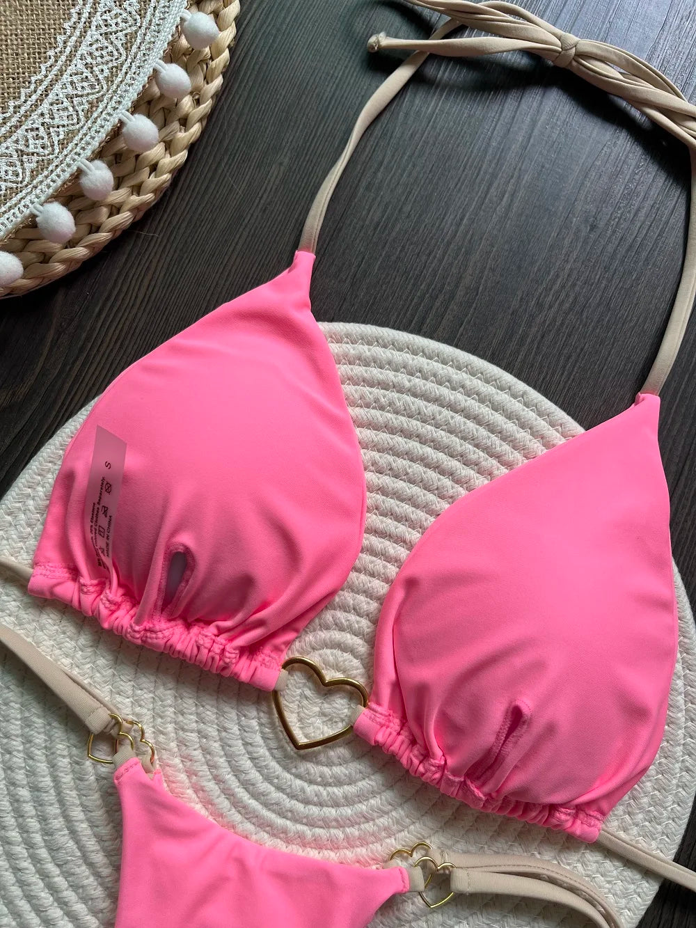 Halter Solid Triangle Bikini Set