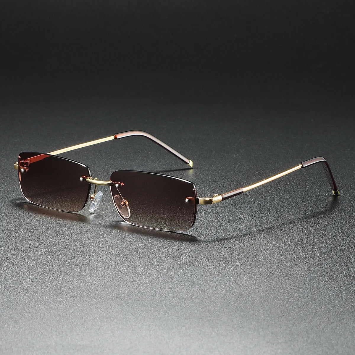 Men's Retro Rimless Rectangular UV400 Sunglasses