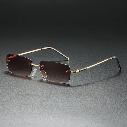 Men's Retro Rimless Rectangular UV400 Sunglasses