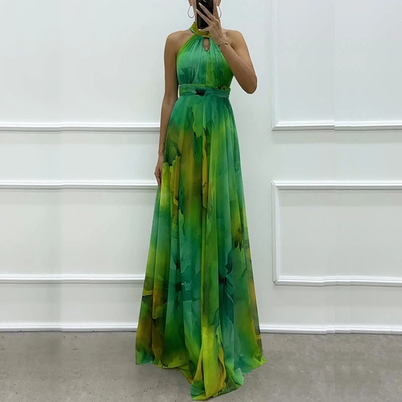 Vintage Boho Halter Maxi Dress
