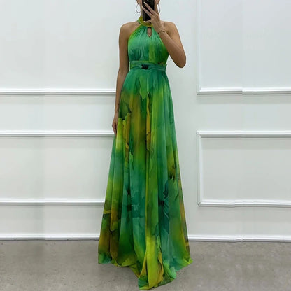 Vintage Boho Halter Maxi Dress
