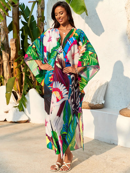 Women’s Flowing Caftan Cover-Up – Beach & Poolside Elegance