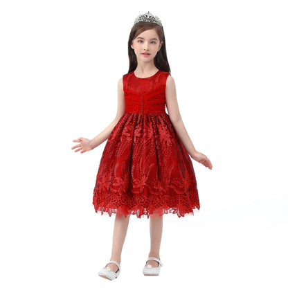 Girls' Lace Formal Dress – Elegant Sleeveless Ball Gown