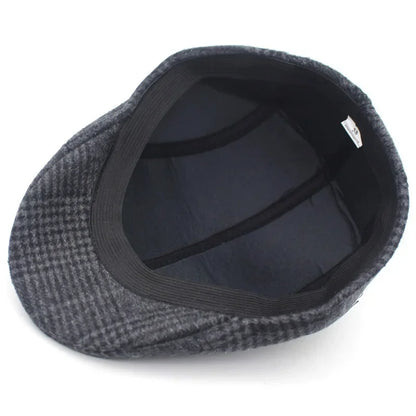Men’s Plaid Newsboy Cap – Warm, Casual, One Size
