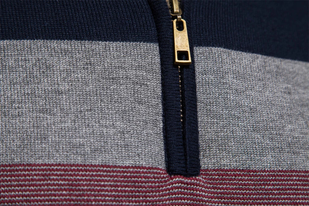 Men’s Quarter-Zip Mock Neck Knit Pullover – Long Sleeve