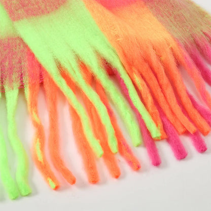 Women’s & Teens Plaid Fringe Scarf – Oversized Warm Wrap