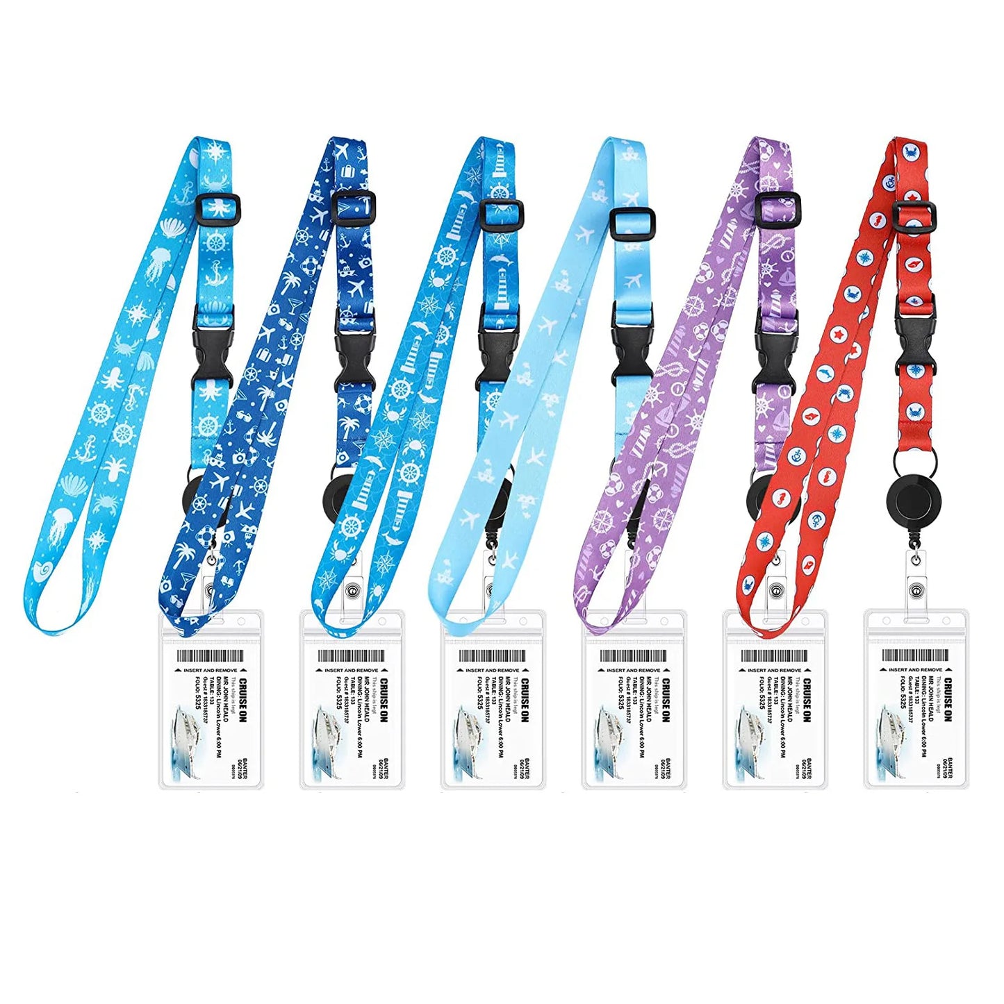 Nautical Print Retractable Cruise Lanyard – Waterproof ID Card Holder
