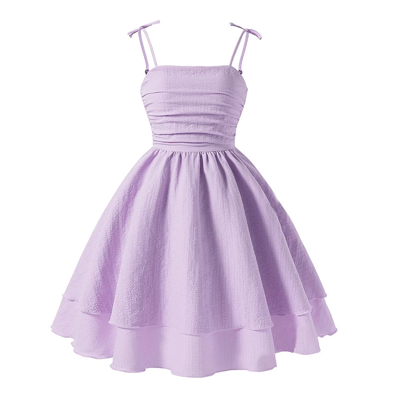 Girls’ Tiered Sling Dress – Sleeveless, Stretch Waist (8Y–12Y)