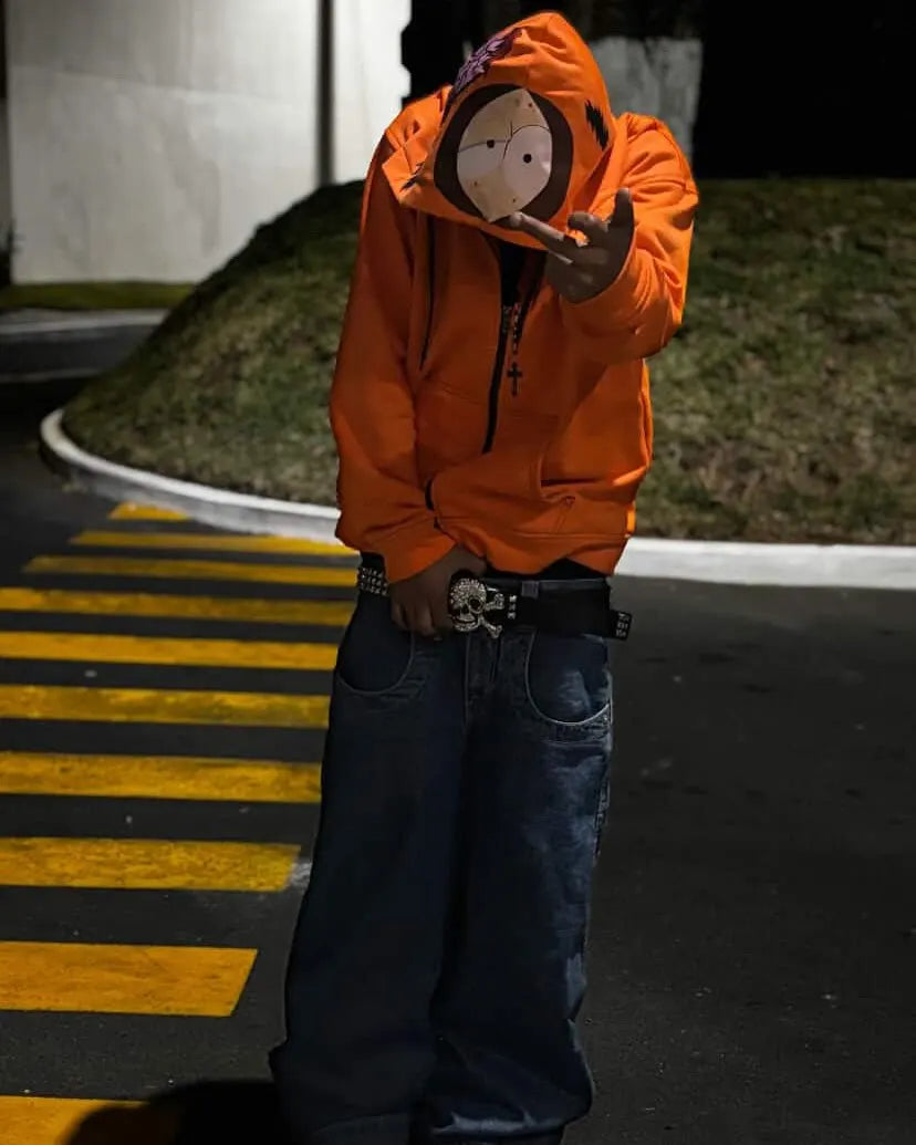 Teens Graphic Zip Hoodie – Streetwear Style – 10 – S