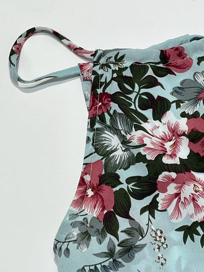 Women’s Floral High-Slit Halter Dress – Sleeveless, Summer Maxi