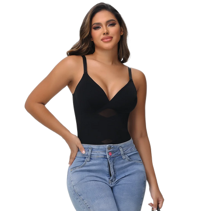 Women's Cross-Back Mesh Shapewear Bodysuit – Slimming Fit, Tummy Control