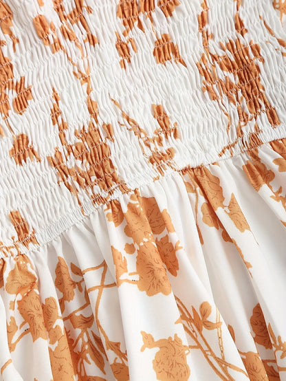 Women’s Floral A-Line Bow-Tie Dress – Sweetheart Neck, Adjustable Straps