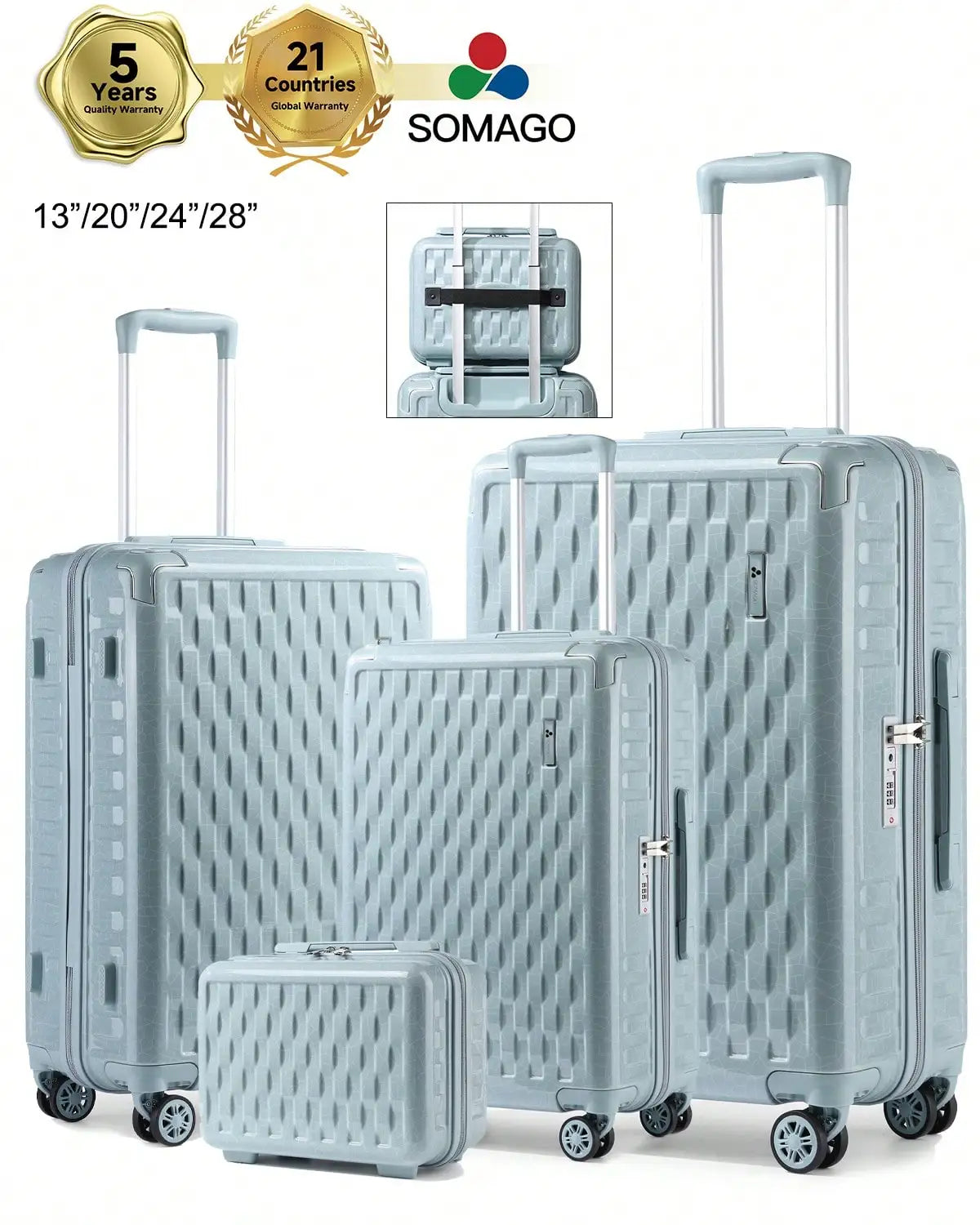 Ice-Crackle 4-Piece Hardshell Spinner Luggage Set