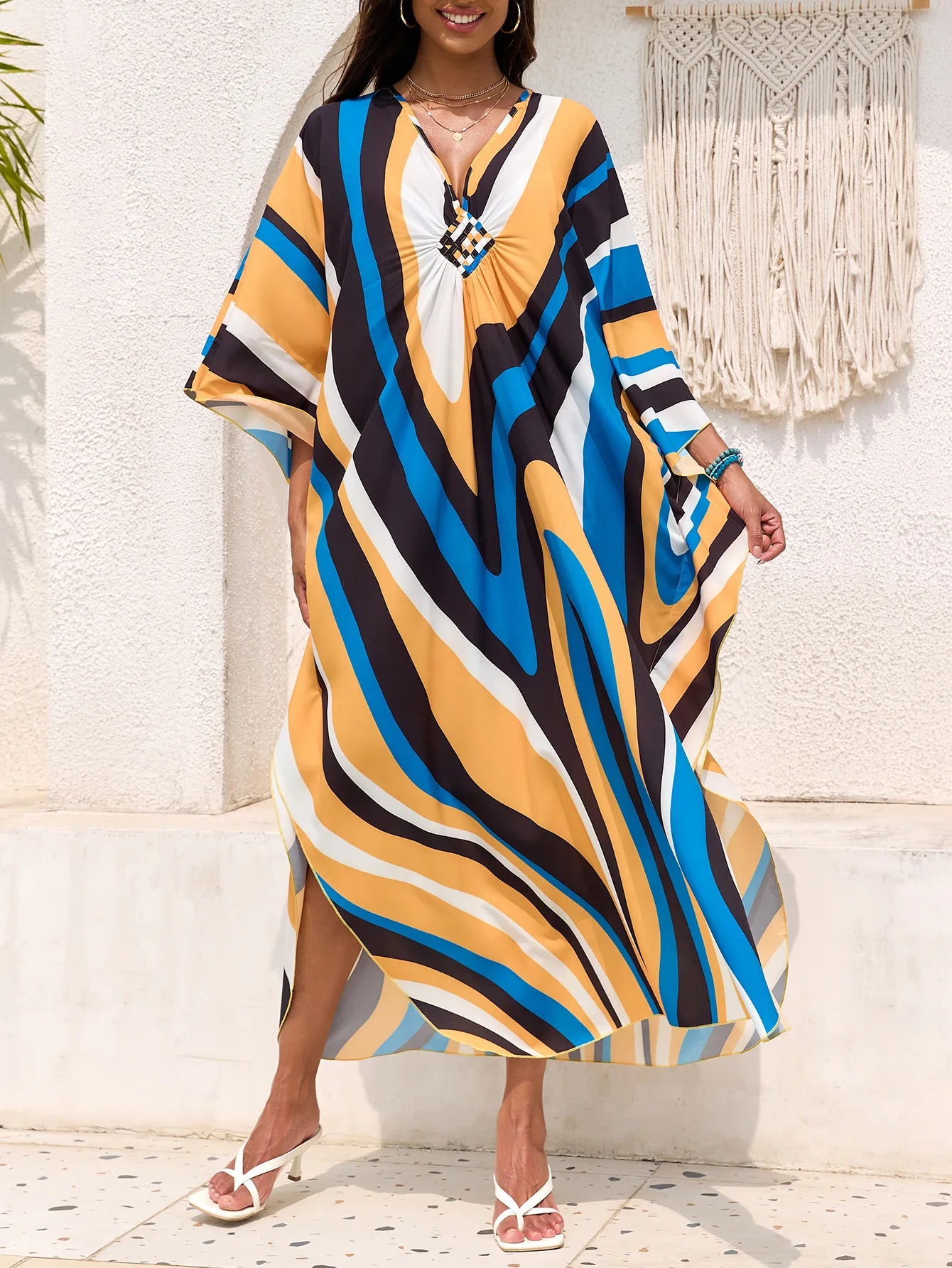 Women’s Flowing Caftan Cover-Up – Beach & Poolside Elegance