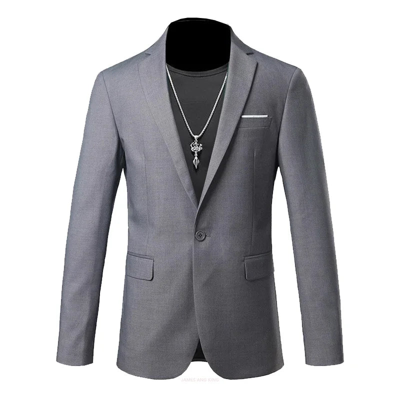 Men’s & Teens Solid Color Single-Button Blazer – Formal & Semi-Formal