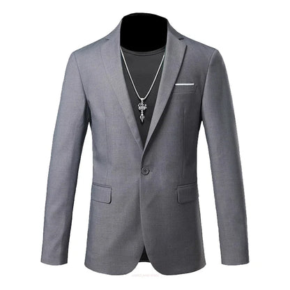 Men’s & Teens Solid Color Single-Button Blazer – Formal & Semi-Formal