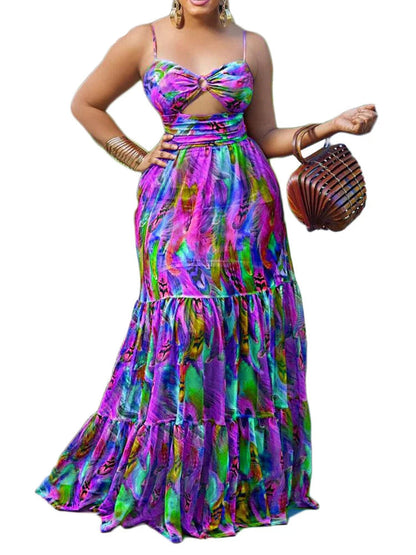 Boho Print Spaghetti Strap Maxi Dress