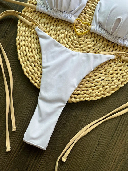 Halter Solid Triangle Bikini Set
