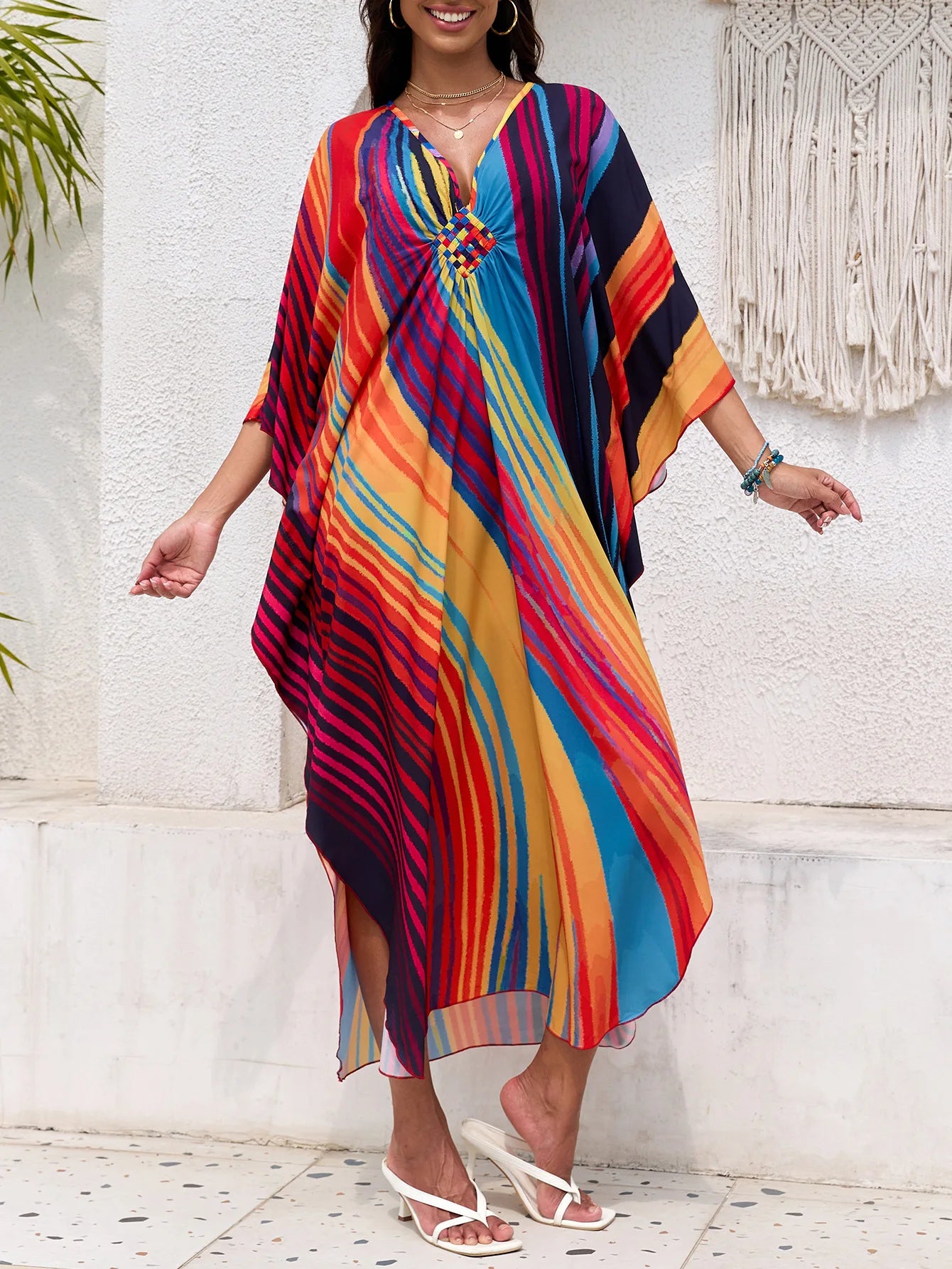 Women’s Flowing Caftan Cover-Up – Beach & Poolside Elegance