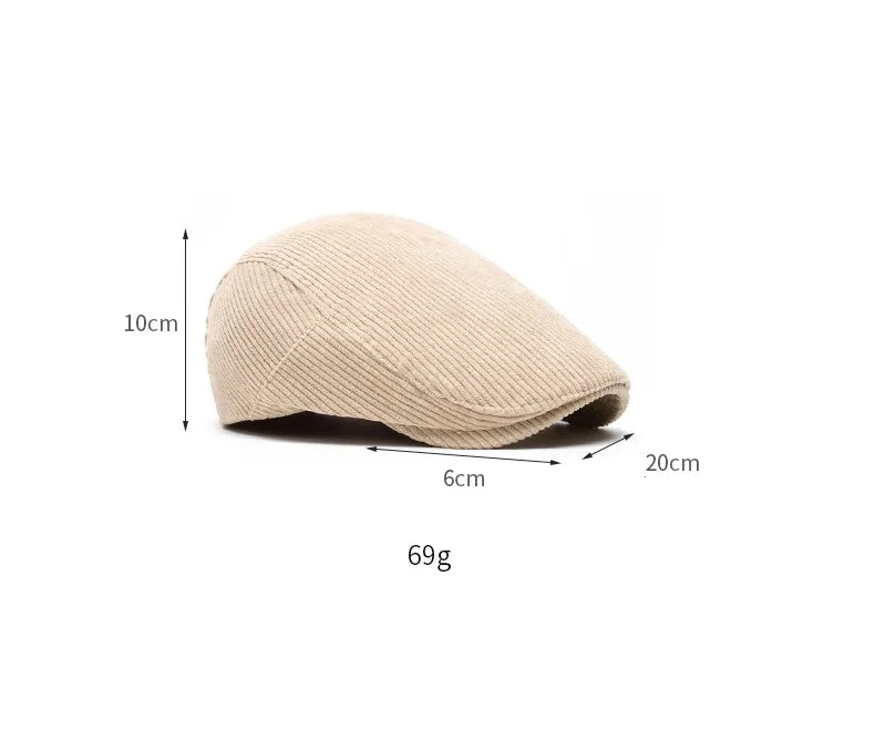 Men’s Corduroy Flat Cap – Classic Retro Newsboy Style