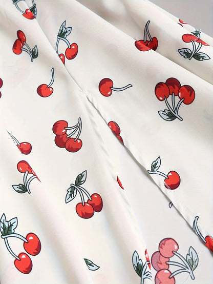 Women’s Floral A-Line Bow-Tie Dress – Sweetheart Neck, Adjustable Straps