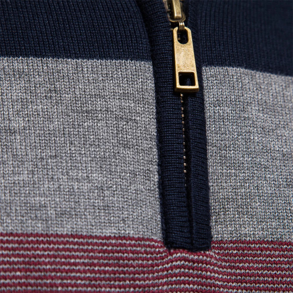 Men’s Quarter-Zip Mock Neck Knit Pullover – Long Sleeve