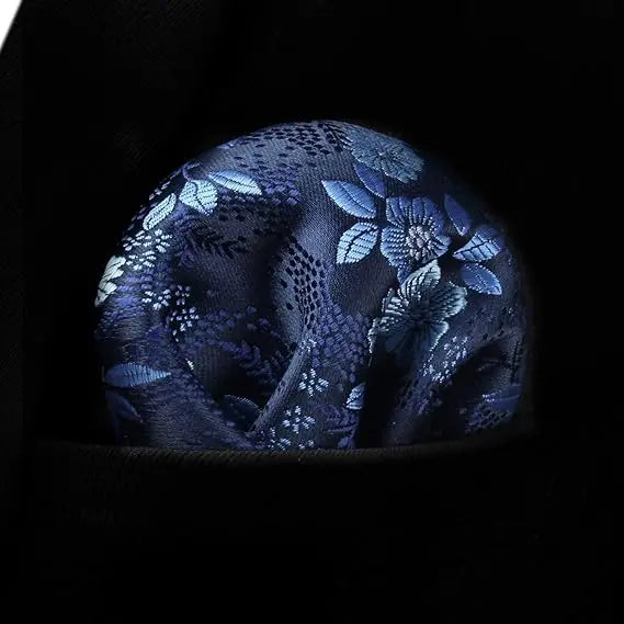 Men’s Floral Necktie Set – Tie, Pocket Square & Cufflinks