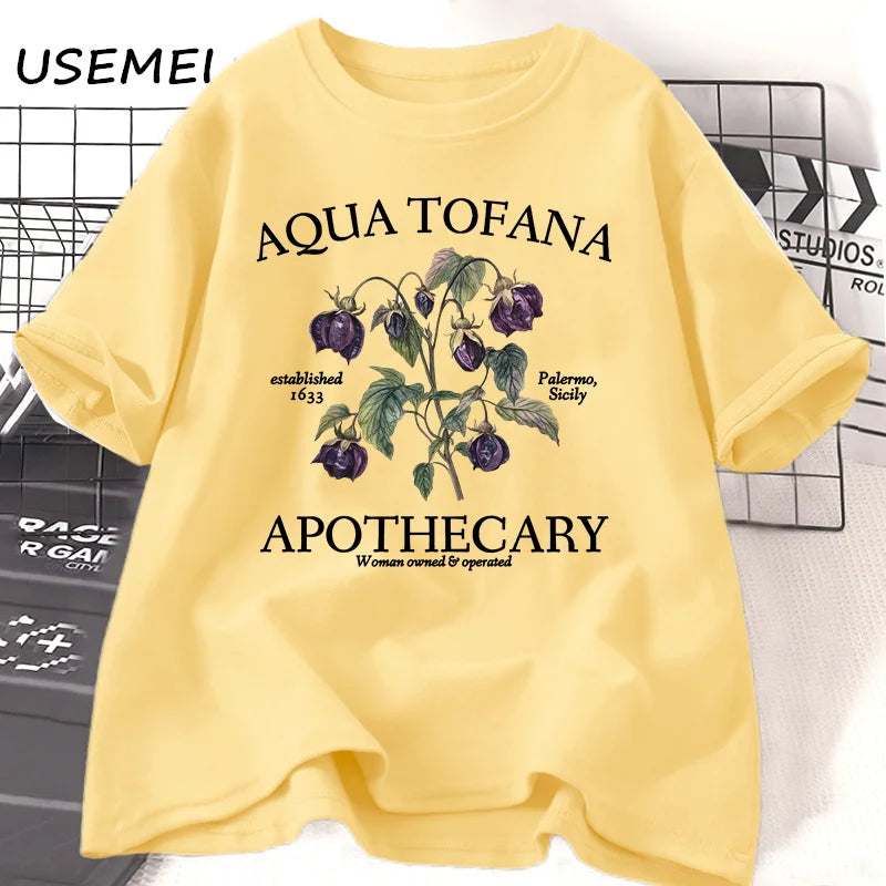 Women’s Apothecary Botanical Graphic Tee – Vintage Inspired Cotton Shirt
