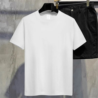 Men T Shirt Summer Cotton Tops Women Solid Color Blank Tshirts O-neck Round Collar Short-Sleeve Couple White Top Tees - The Dock Drop