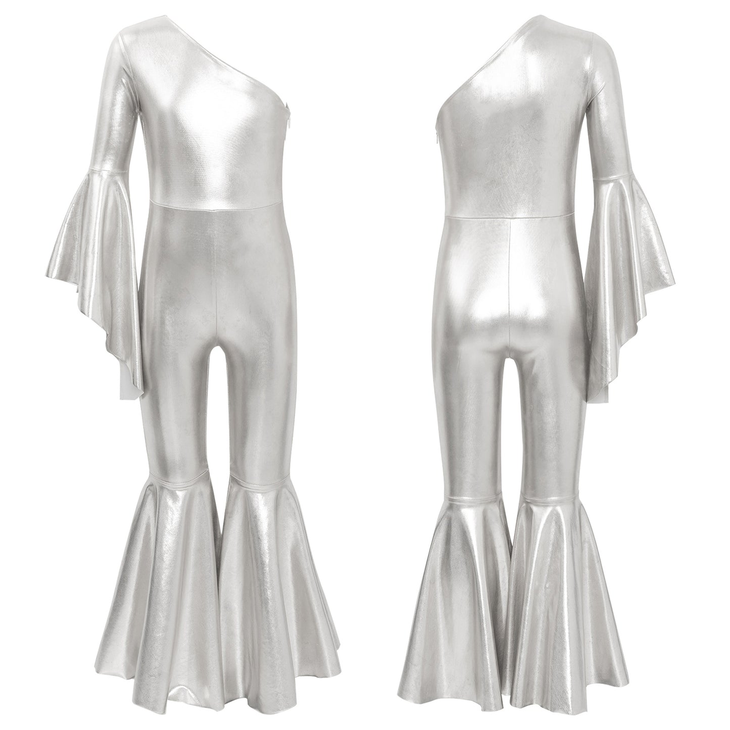 Girls’ Metallic Bell Bottom Jumpsuit – Retro Theme Night Costume