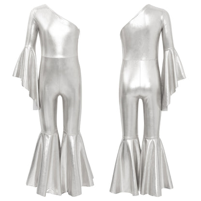 Girls’ Metallic Bell Bottom Jumpsuit – Retro Theme Night Costume