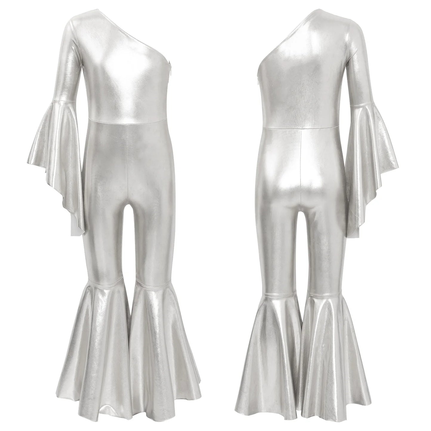 Girls’ Metallic Bell Bottom Jumpsuit – Retro Theme Night Costume