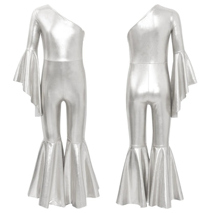 Girls’ Metallic Bell Bottom Jumpsuit – Retro Theme Night Costume