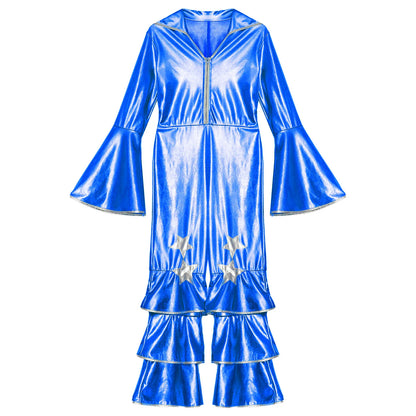 Girls’ Metallic Bell Bottom Jumpsuit – Retro Theme Night Costume