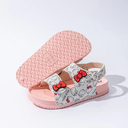 Girls Sanrio HelloKitty Sandals Kids Girls Spring Summer Little Kids Princess  Bow Fashion Teenage Shoes