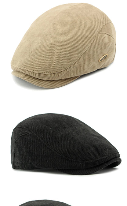 Men’s Adjustable Corduroy Flat Cap – Classic Casual Style